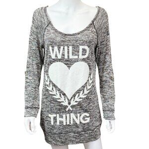 No Boundaries Heather Gray Tunic Sweater w/ Wild Thing Graphic - Womens Size XL